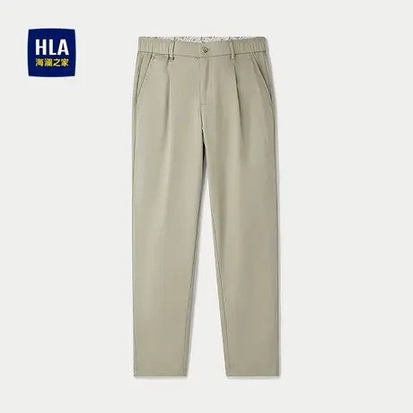 HLA/海澜之家松紧腰间休闲裤25春夏新字母印花绅士九分弹力裤男图片
