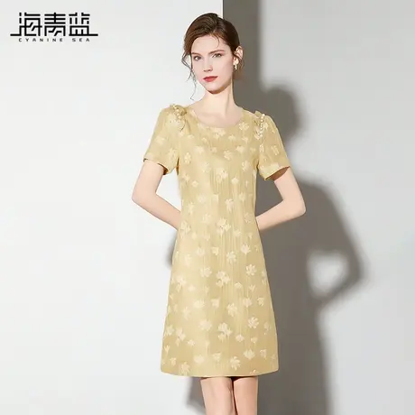 海青蓝 轻熟小众不撞款裙子刺绣绣花2025年新款夏海边度假连衣裙图片