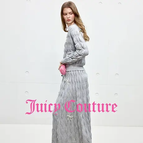 Juicy Couture橘滋外套女2025年秋季新款灰色蝴蝶结装饰针织上衣图片
