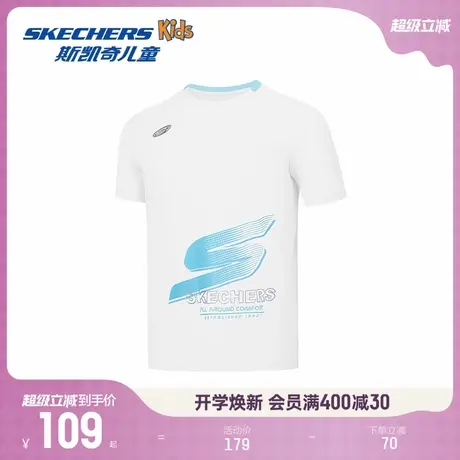 Skechers斯凯奇儿童时尚短袖男童舒适透气夏季防晒圆领运动T恤衫商品大图