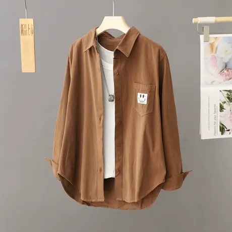 加厚衬衫外套女中性全棉外搭宽松设计感小众纯棉衬衣春秋上衣开衫图片