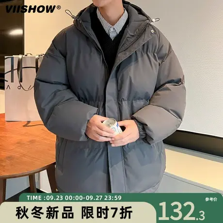 VIISHOW连帽棉衣2023冬季新款潮流宽松男生加绒加厚面包棉服外套商品大图