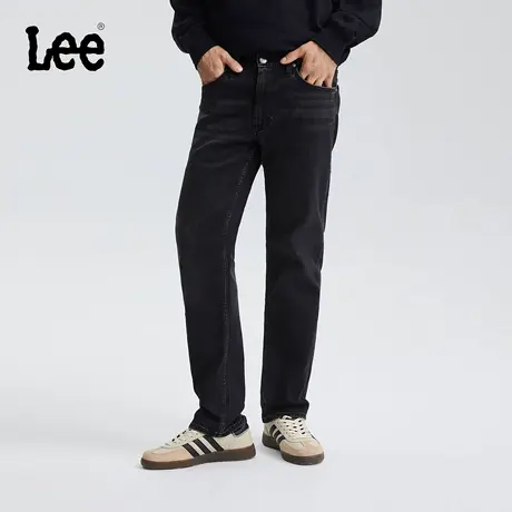 【张凌赫代言】Lee25冬新726标准中腰直筒磨毛黑灰色男牛仔裤保暖商品大图