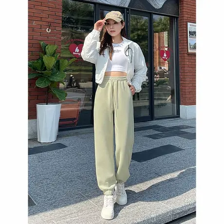 KV真维斯橡筋收脚长裤女款2025新款韩版休闲小个子通勤简约束脚裤商品大图