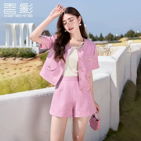 香影法式小香风上衣女短袖2023夏装新款高级感名媛小个子短款外套图片