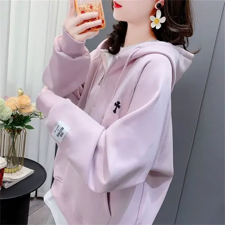 设计感半拉链连帽卫衣女春季2023新款宽松洋气减龄时尚小个子上衣商品大图