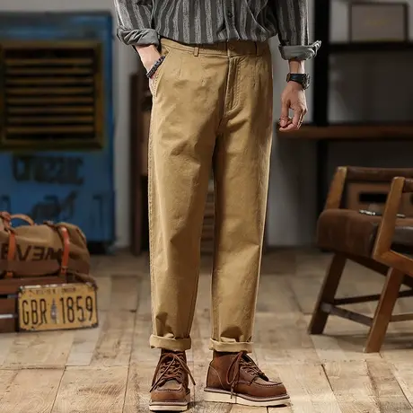 美式复古宽松百搭工装裤时尚潮流工装裤耐磨多口袋休闲男裤工装裤商品大图