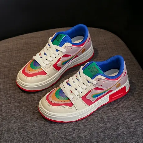 Betoo 鸳鸯鞋女爆款鞋子彩虹ins女鞋2022秋季新款小白鞋百搭板鞋图片