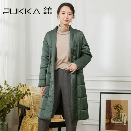 Pukka/蒲牌女装中长款棉衣2021冬装新中式风格设计感女商场同款图片
