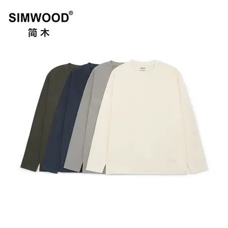 Simwood简木男装【合体版型】270g舒适打底保暖绒圆领长袖T恤男图片