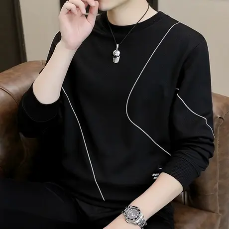 男士卫衣春秋季2023新款圆领长袖t恤潮流上衣服秋衣外穿打底小衫商品大图