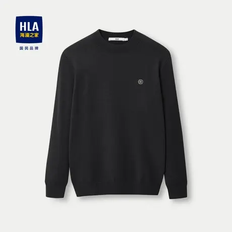 HLA/海澜之家暖柔绒长袖针织衫2023秋季含羊毛圆领上衣男商品大图