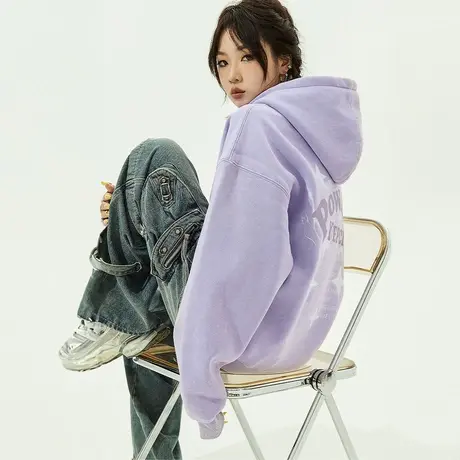 YEP潮牌炒雪花连帽卫衣女春秋美式复古宽松oversize外套图片