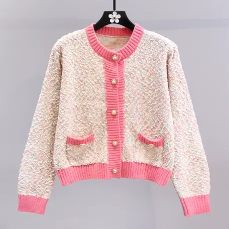 小香风甜美温柔风毛衣外套女秋冬2023新款高级感洋气短款针织开衫图片