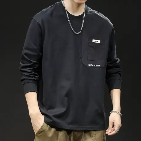 纯棉长袖t恤男潮牌宽松大码春季2024新款男士内搭打底卫衣春秋款商品大图