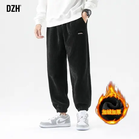 男士加绒灯芯绒裤子男冬季宽松束脚休闲男裤韩版潮流雪尼尔运动裤商品大图
