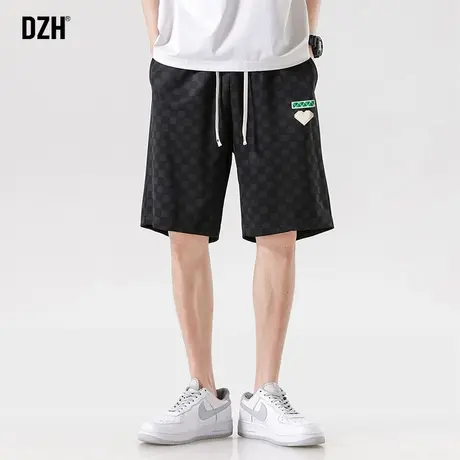 男士黑色格子短裤男款运动五分裤男夏季宽松潮牌高街裤子休闲百搭商品大图