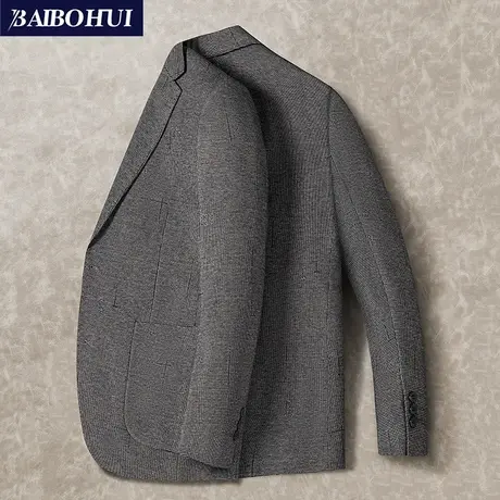 千鸟格子西装外套男士秋冬季新款时尚修身百搭单件休闲小西服上衣商品大图