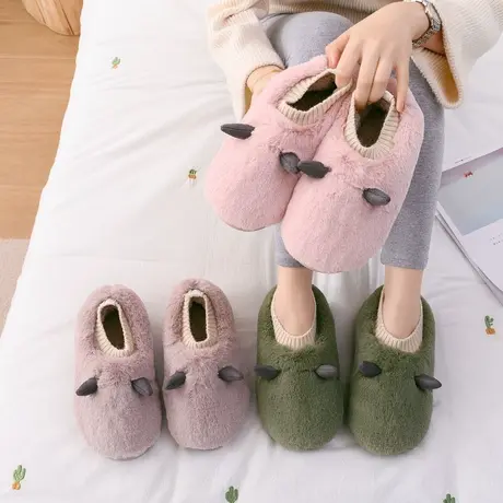 棉拖鞋女包跟冬天居家室内情侣可爱毛绒保暖家用防滑厚底拖鞋秋冬商品大图