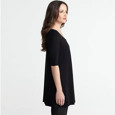 五分袖中长款宽松T恤 莫代尔显瘦大码春秋季女装 中袖胖mm空调衫商品大图