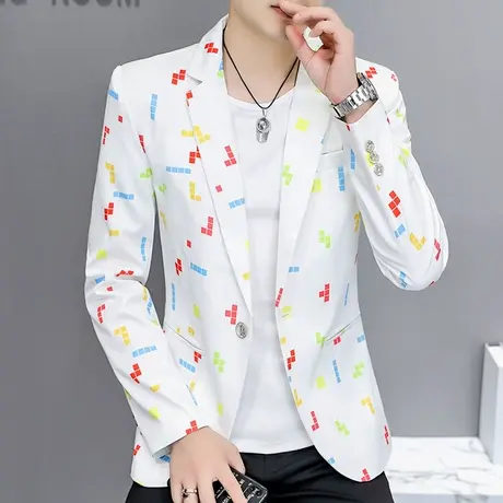 秋季时尚帅气休闲西服男士韩版休闲上衣服单西发型师潮牌西装外套图片