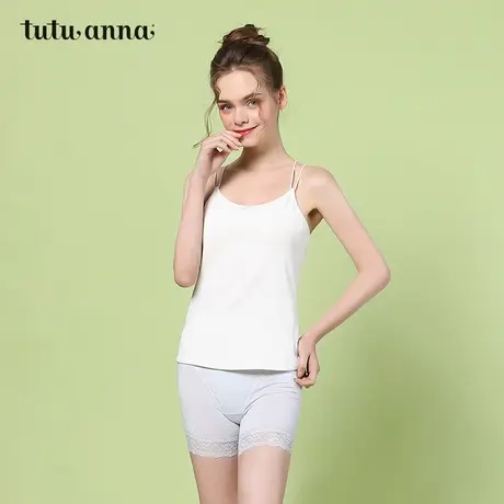 tutuanna内衣女 美背式带罩杯吊带衫纯色薄款透气短款吊带上衣女商品大图