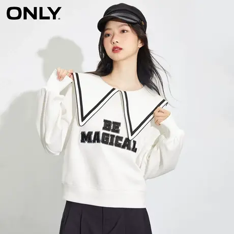 ONLY奥莱春夏时尚休闲海军领立体字母宽松卫衣女商品大图