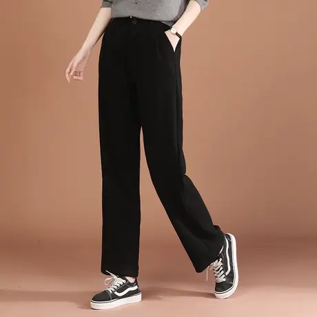 韩潮袭人松紧高腰显瘦阔腿裤女2024春季新款宽松百搭休闲哈伦长裤图片