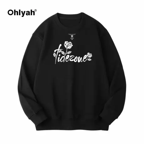 Ohlyah圆领卫衣男春秋款潮牌百搭美式复古宽松学生休闲无帽外套商品大图