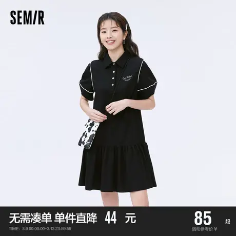 森马连衣裙女荷叶边针织裙俏皮少女感夏气质学院风刺绣polo裙潮流图片