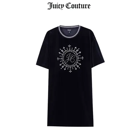 Juicy Couture橘滋美式夏季新款亮钻宽松舒适天鹅绒轻奢连衣裙女图片
