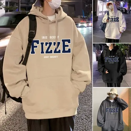 美式加绒卫衣男春秋季ins潮牌宽松情侣上衣oversize重磅连帽外套商品大图