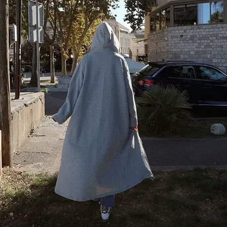 2018新款秋冬韩版学生长款卫衣女过膝长袖bf宽松慵懒风连帽外套潮商品大图