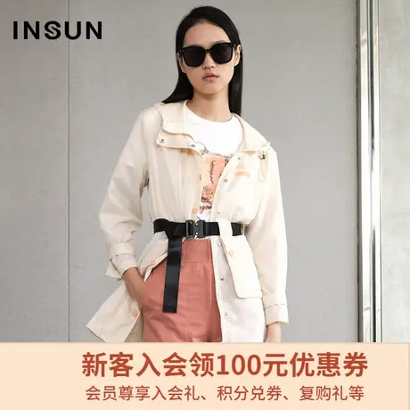 恩裳春季风衣女系带收腰中长款宽松气质大衣薄外套时尚图片