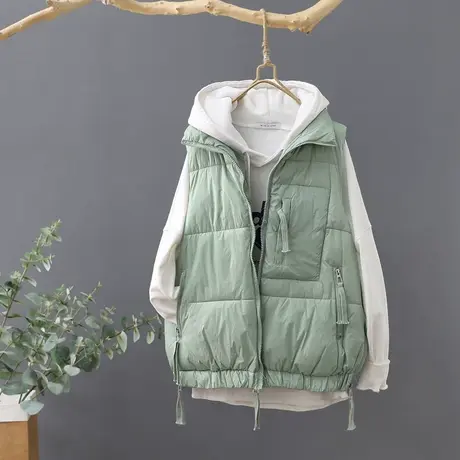 韩范短款立领羽绒棉马甲女外穿秋冬宽松加厚马夹棉坎肩外套棉服潮图片