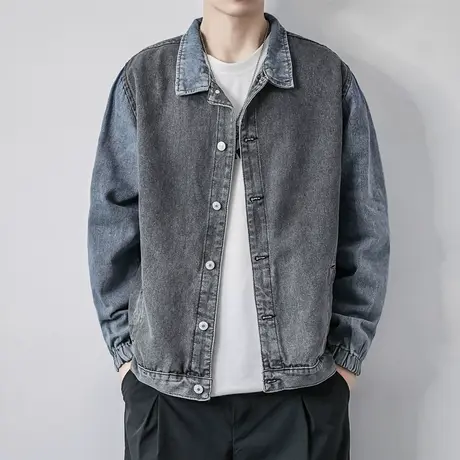 2021新款牛仔外套男秋冬潮牌胖子大码上衣痞帅男生ins潮休闲夹克商品大图