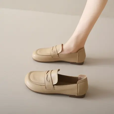 一脚蹬软底豆豆鞋女2023春季新款开车单鞋方头休闲百搭上班工作鞋商品大图