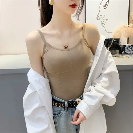 辣妹无钢圈美背带胸垫裹胸内搭网红爆款别致打底小吊带背心女上衣图片