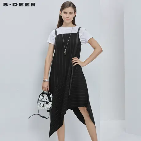 sdeer圣迪奥黑色背带连衣裙夏季女设计感吊带裙夏高级感S20261228图片