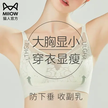 猫人大胸显小胸内衣女兔耳朵防下垂收副乳美背性感蕾丝裹胸文胸罩图片