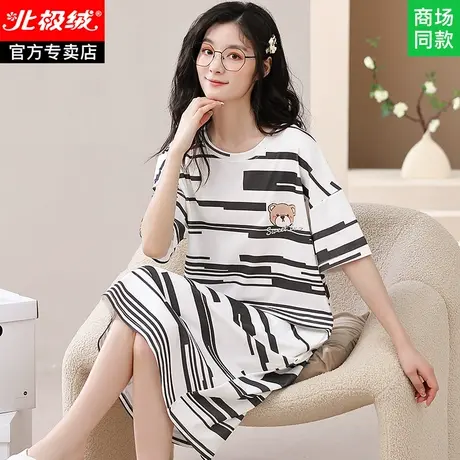 纯棉睡衣女款夏季2023新款睡裙女士100%棉孕妇全棉短袖大码连衣裙商品大图