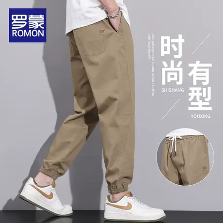 罗蒙工装裤子男士春秋季2024新款潮牌宽松休闲长裤哈伦束脚裤男款图片