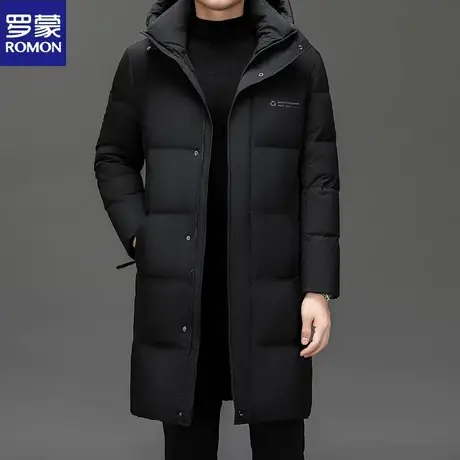 罗蒙男士羽绒服长款过膝冬季青年加厚保暖防寒羽绒衣休闲连帽外套图片