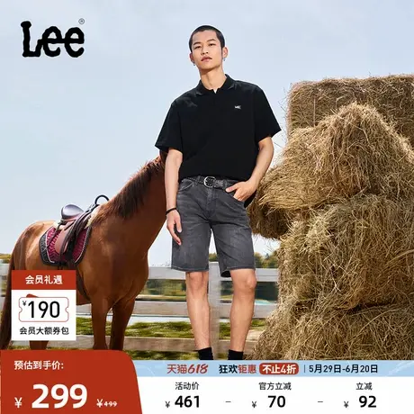 Lee凉凉裤25春夏新品五袋款设计黑灰色男轻薄牛仔短裤潮流A08139商品大图