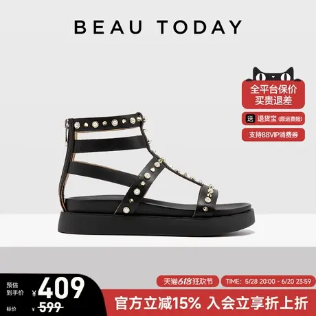 BeauToday罗曼地中海厚底凉鞋女新款镂空罗马凉鞋女真皮时装凉鞋商品大图