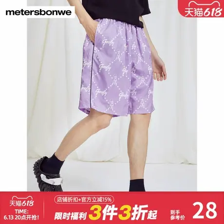 美特斯邦威休闲裤男夏季美式复古速干五分沙滩裤商品大图