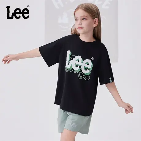 Lee儿童短袖T恤2025夏季新款圆领纯棉半袖男童女童夏装上衣服商品大图