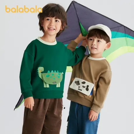 巴拉巴拉卫衣男幼童春秋新款宝宝套头圆领宽松绣花萌趣打底上衣图片