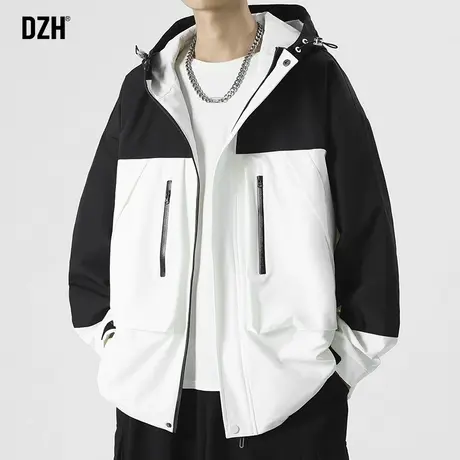 男士软壳冲锋衣男春秋款潮牌宽松连帽外套百搭男装2023新款工装服商品大图