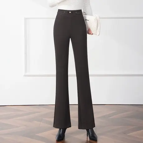 拉夏贝尔喇叭裤女2025新款春秋季高腰显瘦弹力休闲长裤垂感微喇裤商品大图